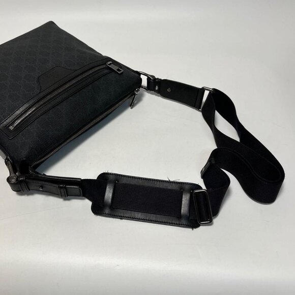 Authentic Gucci GG Plus Large Crossbody Bag Messenger Web Canvas Black Mens - Picture 9 of 11